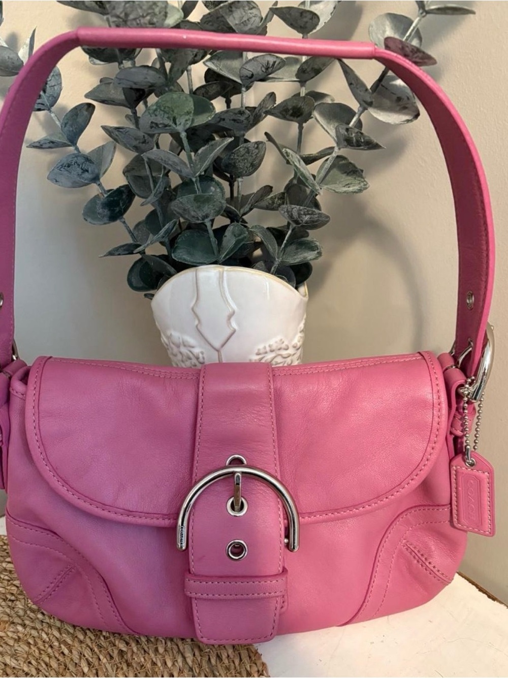 Coach 2005 Vintage Soho Flap Shoulder Bag Bubblegum/Barbie Pink